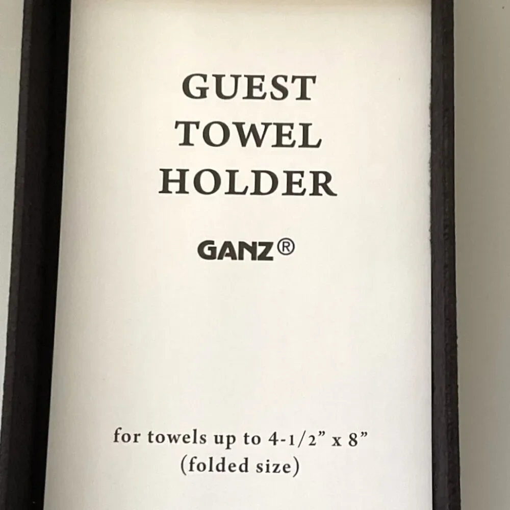 GANZ GUEST TOWEL HOLDER  VANITY TRAY FOR BATHROOM COUNTER ORGANIZATION BLACK